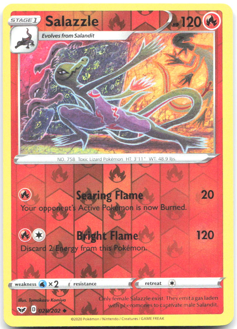 Salazzle Reverse Holo Uncommon SWSH01 Sword & Shield Base Set 028/202 NM