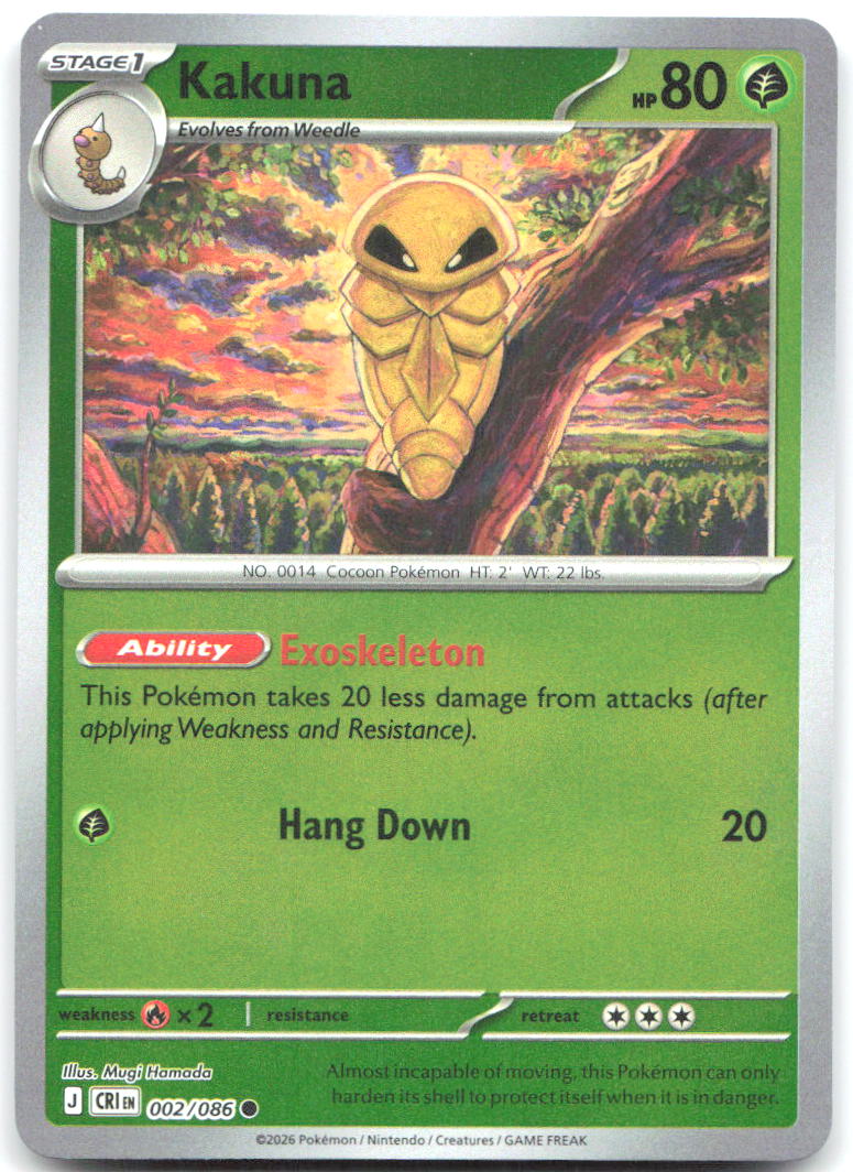 Kakuna Reverse Holo Common ME04: Chaos Rising 002/086 NM Mugi Hamada