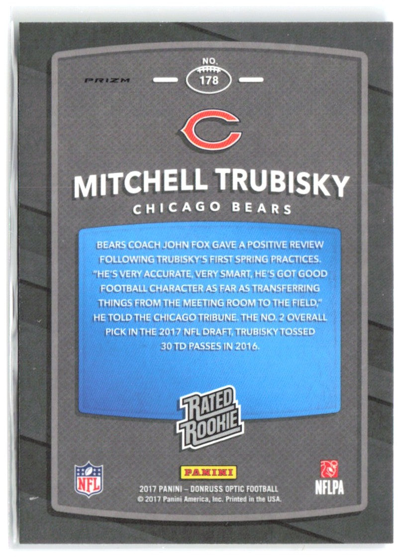 Mitchell Trubisky Donruss Optic - Holo Prizm 178 2017 Chicago Bears