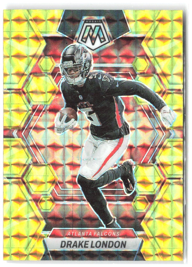 Drake London Panini Mosaic - Reactive Yellow Mosaic 8 2023 Atlanta Falcons