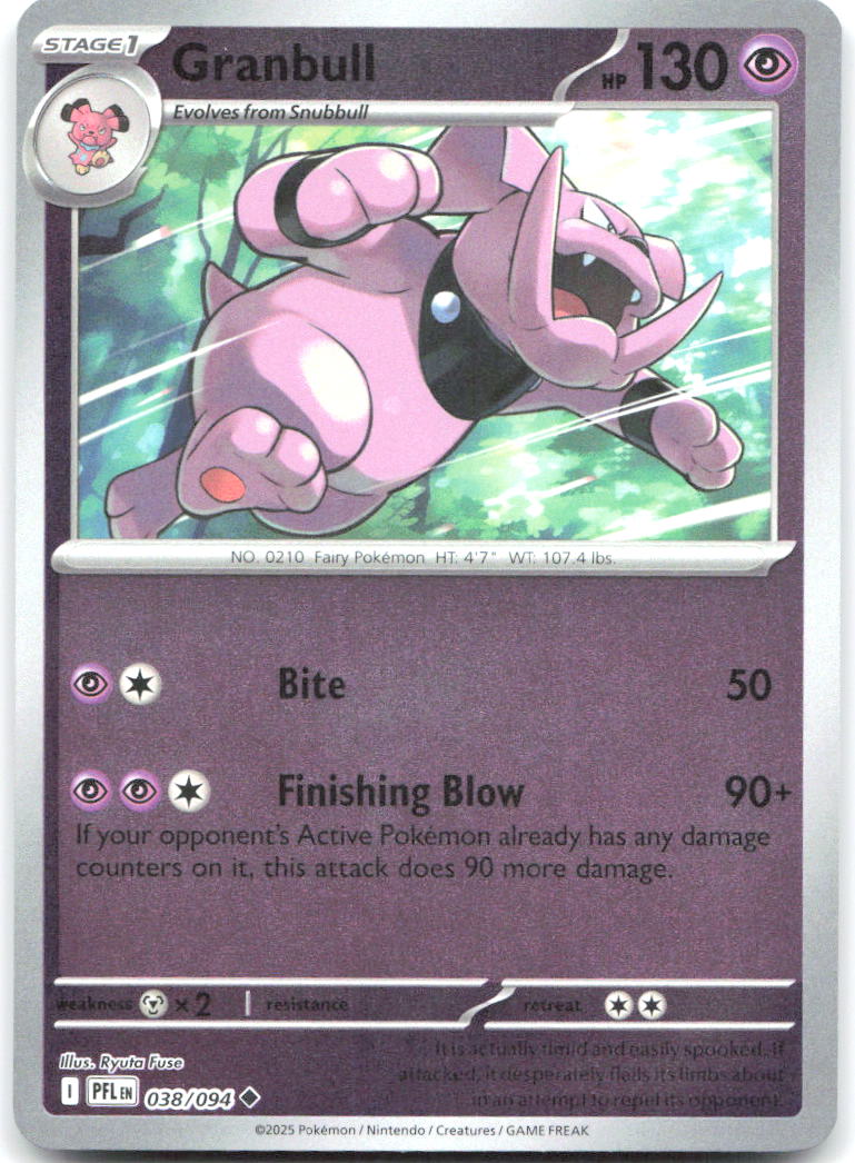 Granbull Reverse Holo Uncommon ME02 Phantasmal Flames 038/094 NM Ryuta Fuse