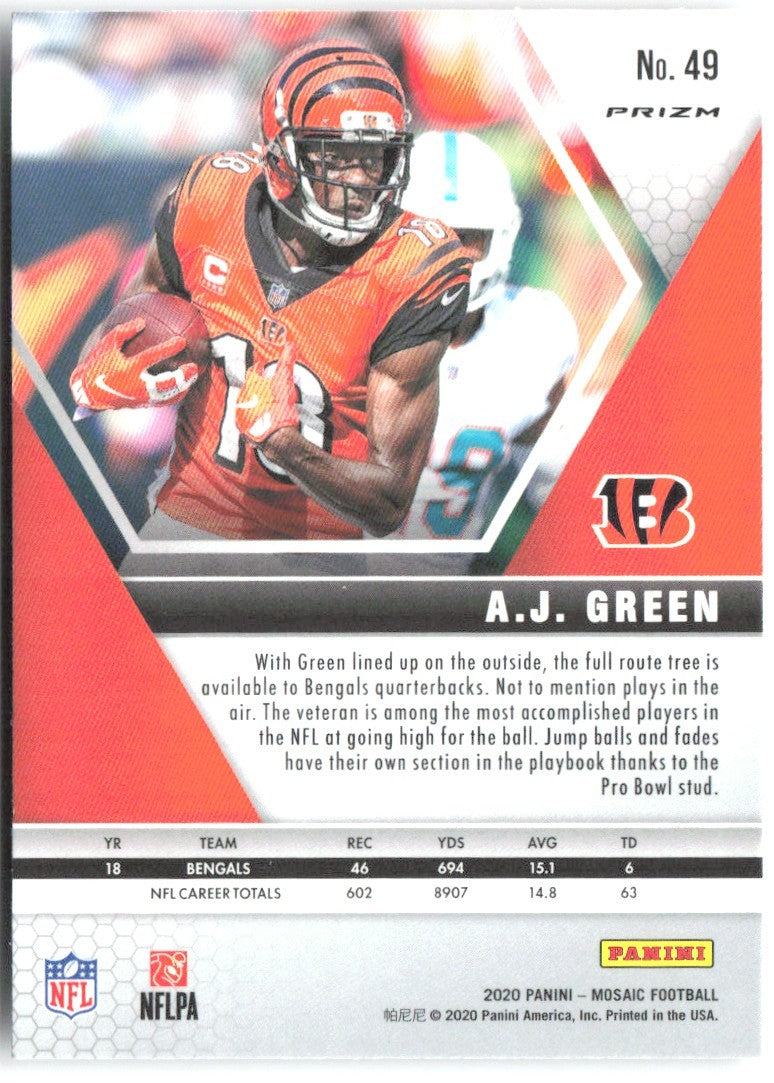 A.J. Green Panini Mosaic - Prizm Silver 49 2020 Cincinnati Bengals