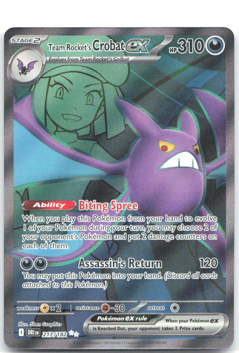 Team Rocket's Crobat ex Holo Ultra Rare SV10: Destined Rivals 217/182 NM Teeziro