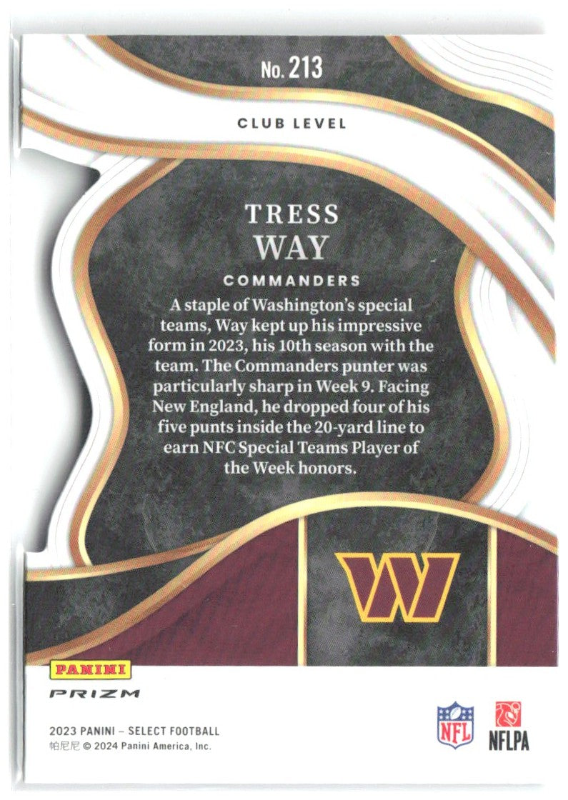 Tress Way Select - Red and Yellow Prizms Die Cuts 213 2023 Washington Commanders
