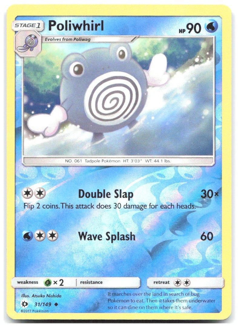 Poliwhirl Reverse Holo Uncommon SM Base Set 31/149 NM
