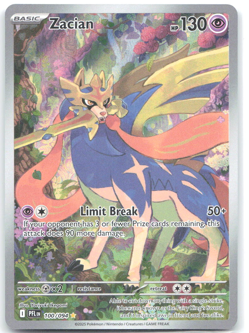 Zacian Holo Illustration Rare ME02 Phantasmal Flames 100/094 NM Yoriyuki Ikegami