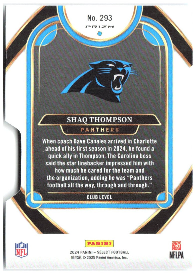 Shaq Thompson Panini Select - Silver Prizm Die Cut 293 2024 Carolina Panthers