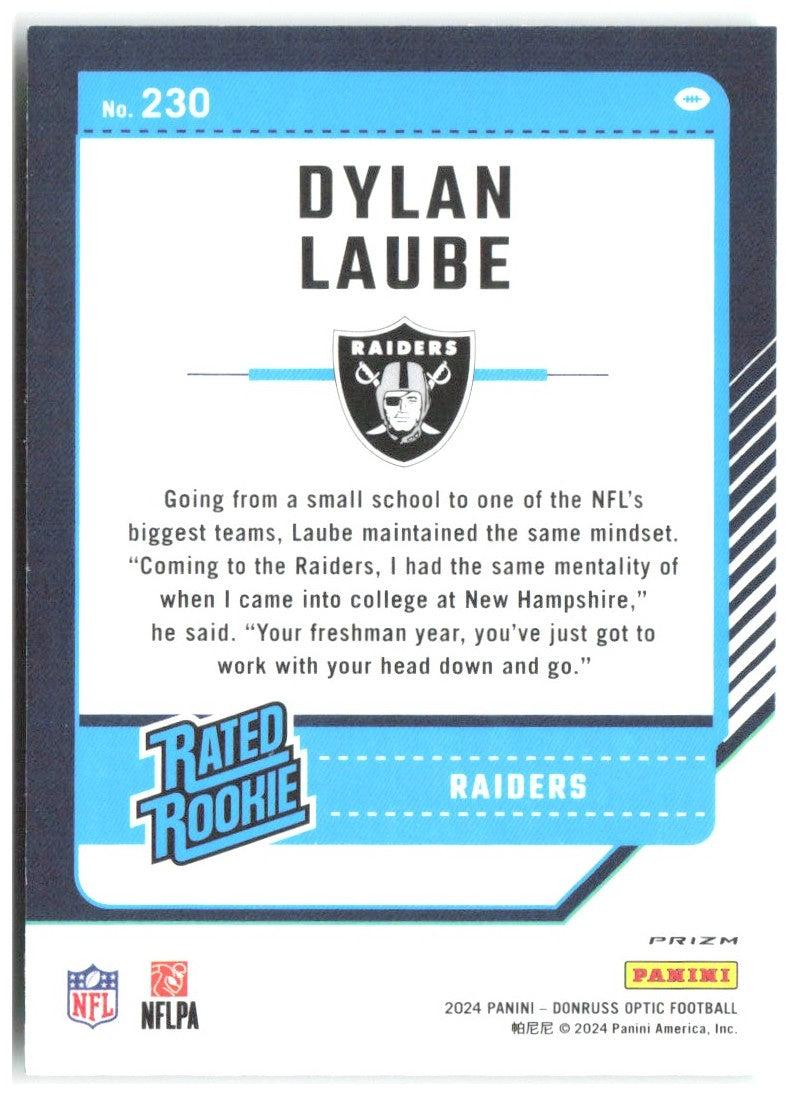 Dylan Laube Donruss Optic - Green Hyper 230 2024 Las Vegas Raiders