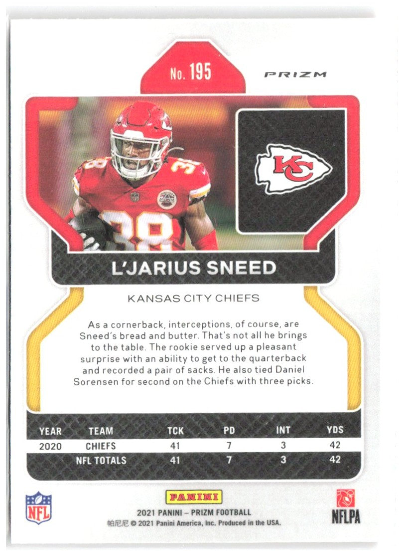 L'Jarius Sneed Panini Prizm - Lazer 195 2021 Kansas City Chiefs