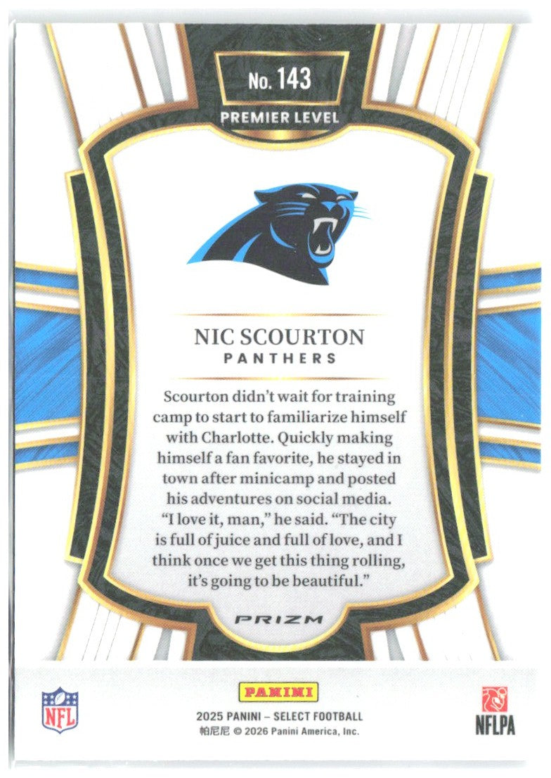 Nic Scourton Select - Black and Green Prizm Shock 143 2025 Carolina Panthers