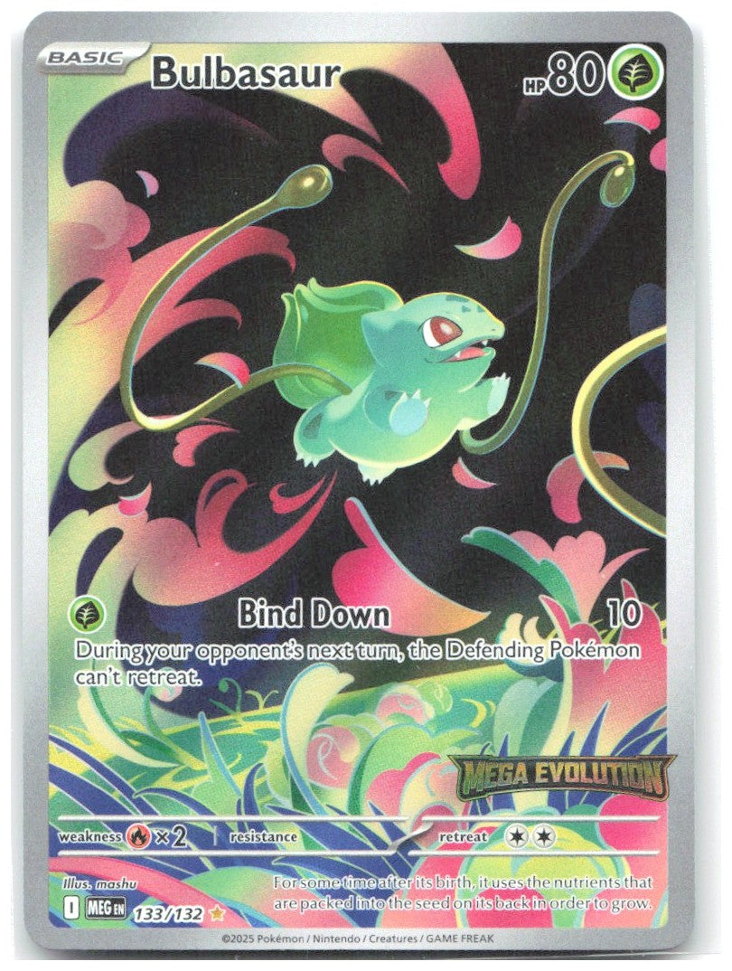 Bulbasaur Mega Evolution Stamped Holo Illustration Rare 133/132 NM mashu