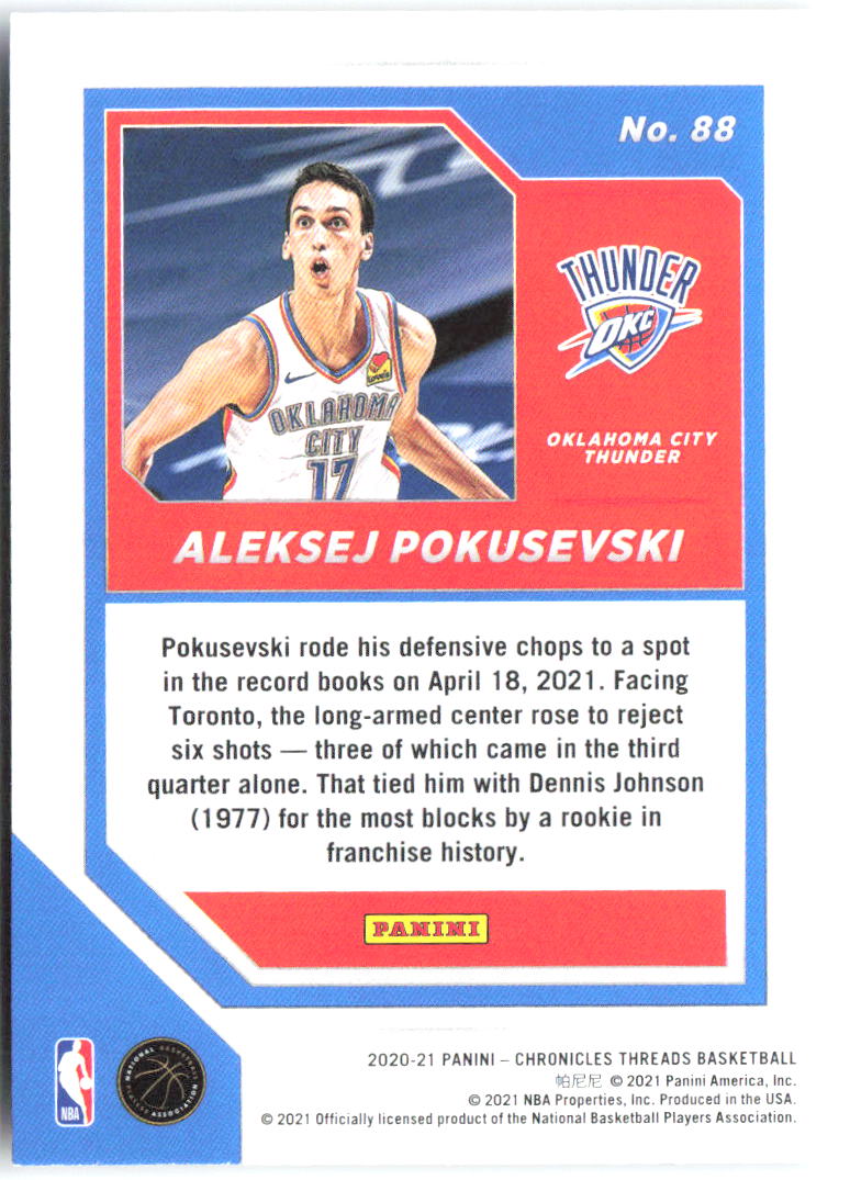 Aleksej Pokusevski Panini Chronicles 88 2020-21 Oklahoma City Thunder RC