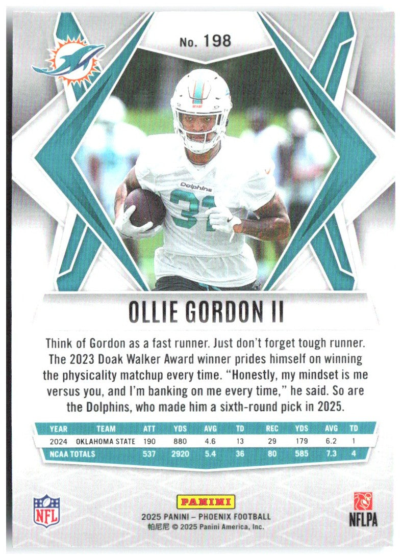 Ollie Gordon II Panini Phoenix - Silver Lava Prizm 198 2025 Miami Dolphins