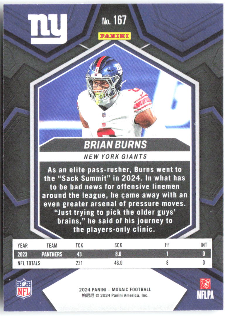 Brian Burns Panini Mosaic 167 2024 New York Giants
