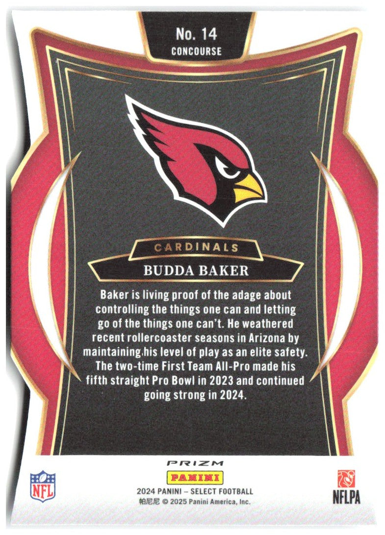 Budda Baker Panini Select - Silver Prizm Die Cut 14 2024 Arizona Cardinals