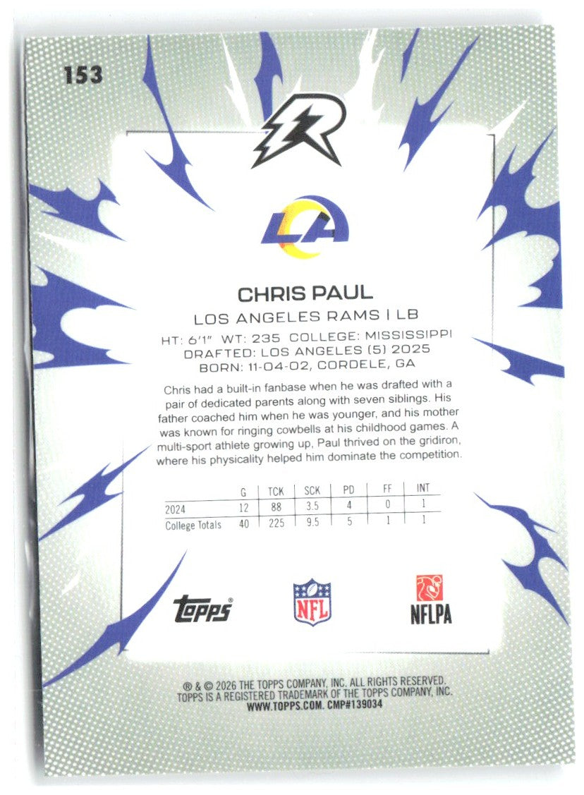 Chris Paul Jr. Topps Resurgence 153 2025 Los Angeles Rams RC