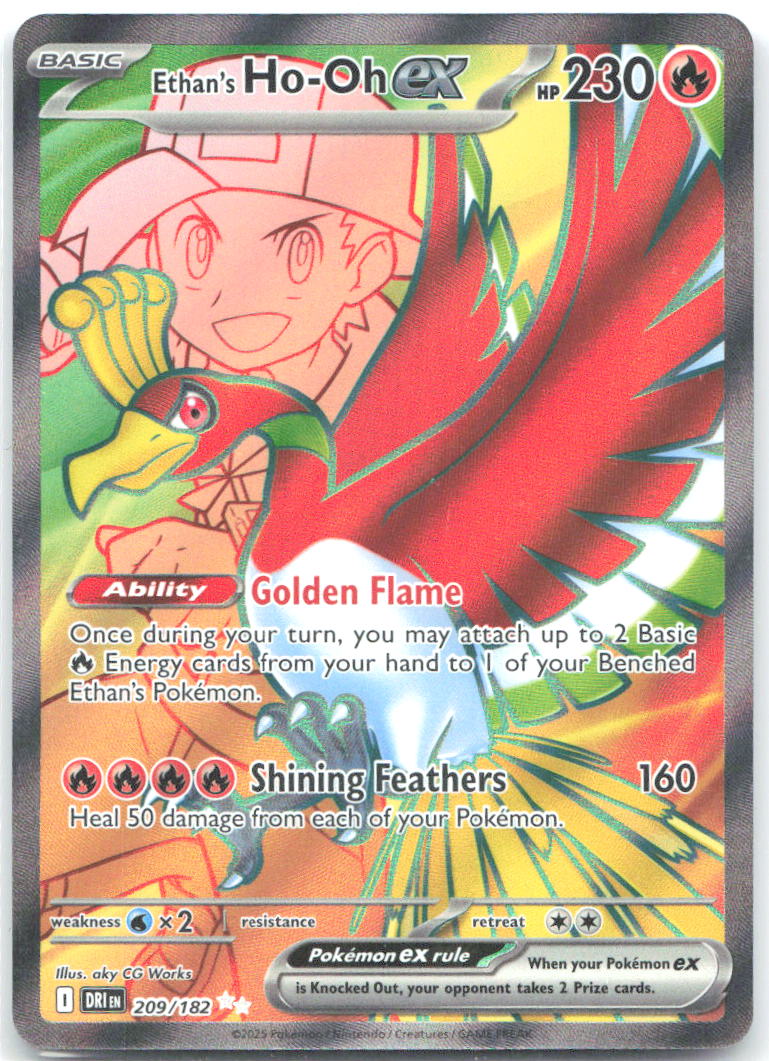 Ethan's Ho Oh ex Holo Ultra Rare SV10: Destined Rivals 209/182 NM aky CG Works