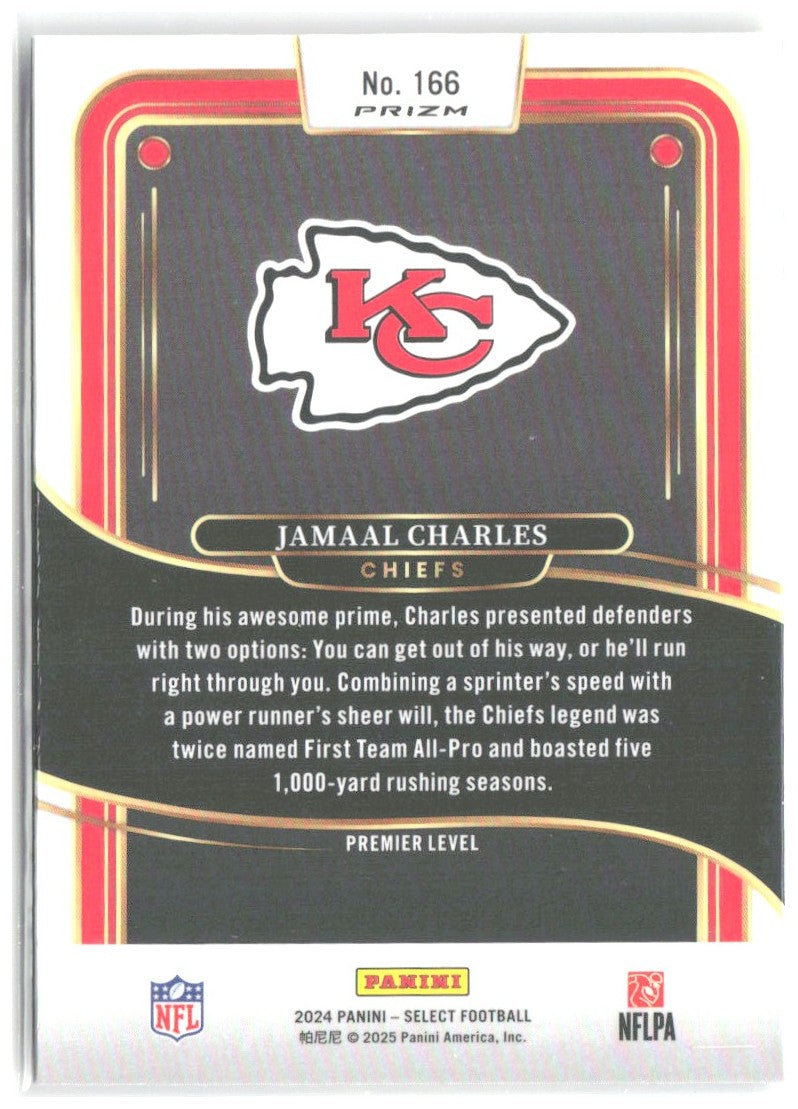 Jamaal Charles Select - Red & Yellow Prizm Shock 166 2024 Kansas City Chiefs