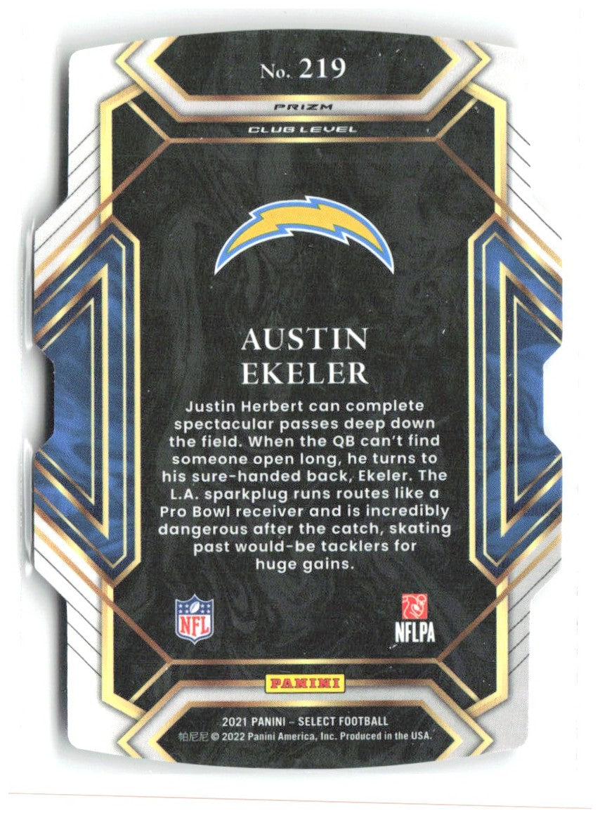 Austin Ekeler Select Black and Gold Prizm Die Cut 219 2021 Los Angeles Chargers