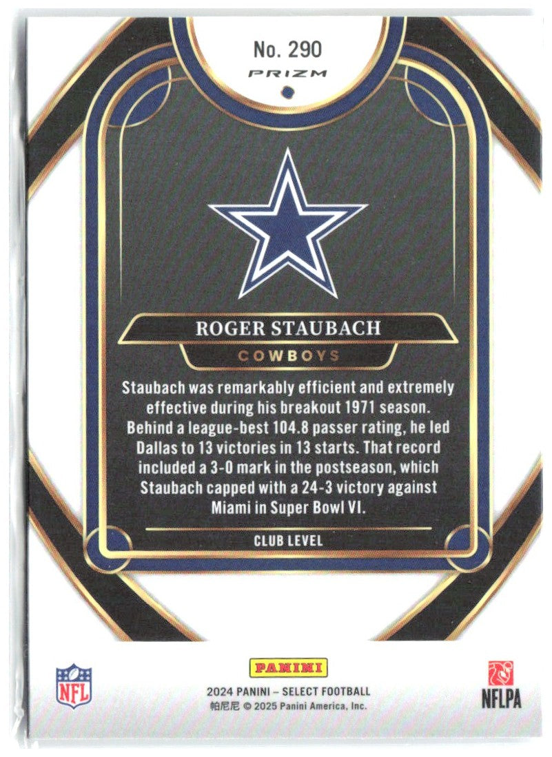 Roger Staubach Panini Select Green & Yellow Prizm Shock 290 2024 Dallas Cowboys