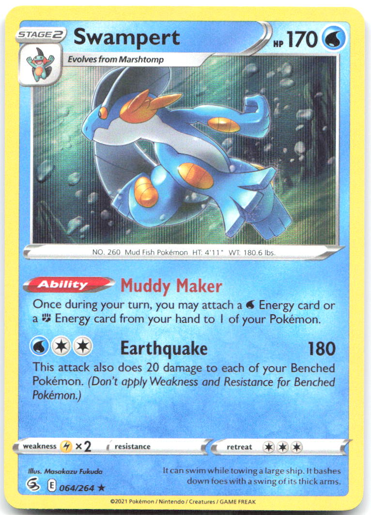 Swampert Holo Rare SWSH08 Fusion Strike 064/264 NM Masakozu Fukuda