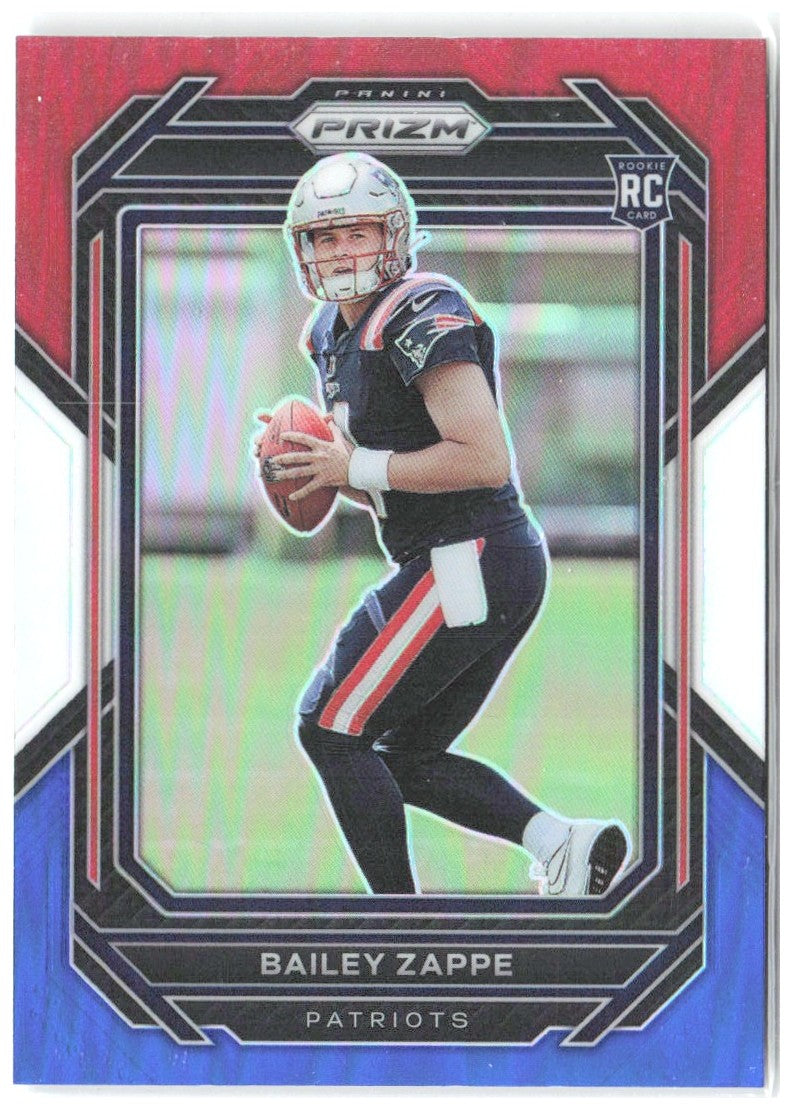 Bailey Zappe Panini Prizm - Red White and Blue 305 2022 New England Patriots