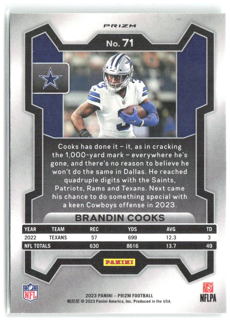 Brandin Cooks Panini Prizm - Neon Green Pulsar 71 2023 Dallas Cowboys