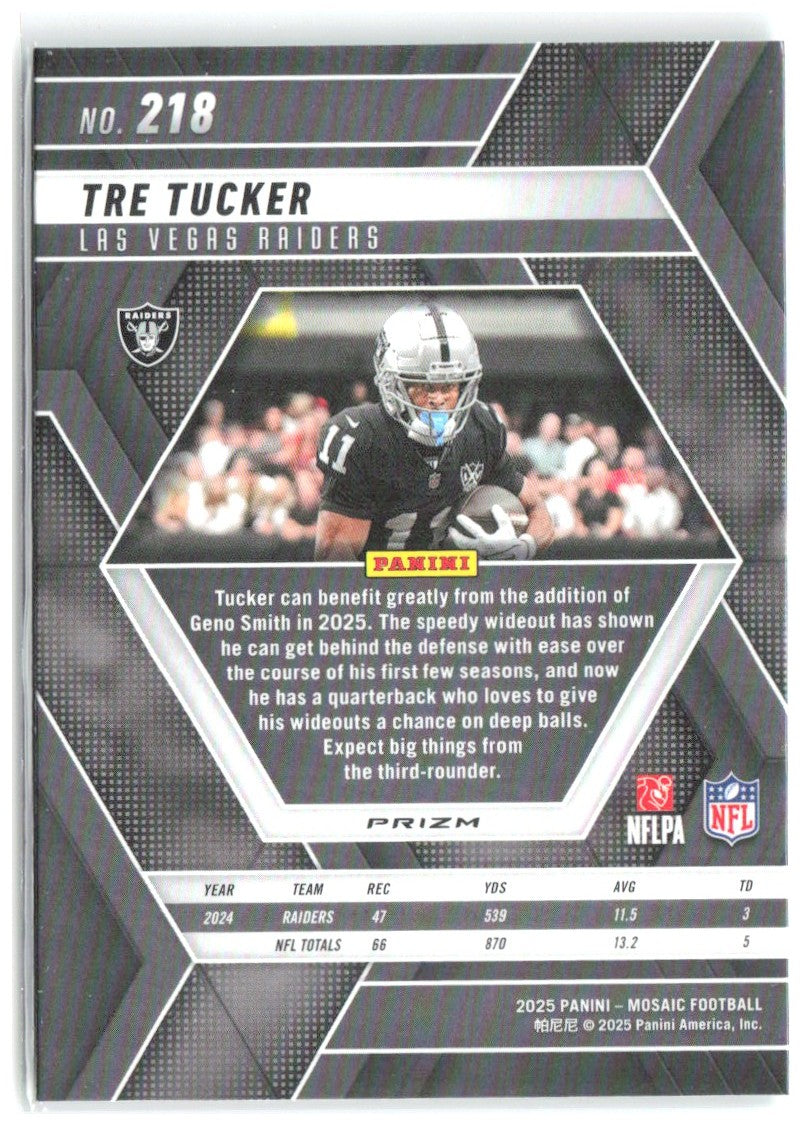 Tre Tucker Panini Mosaic - Mosaic Green 218 2025 Las Vegas Raiders