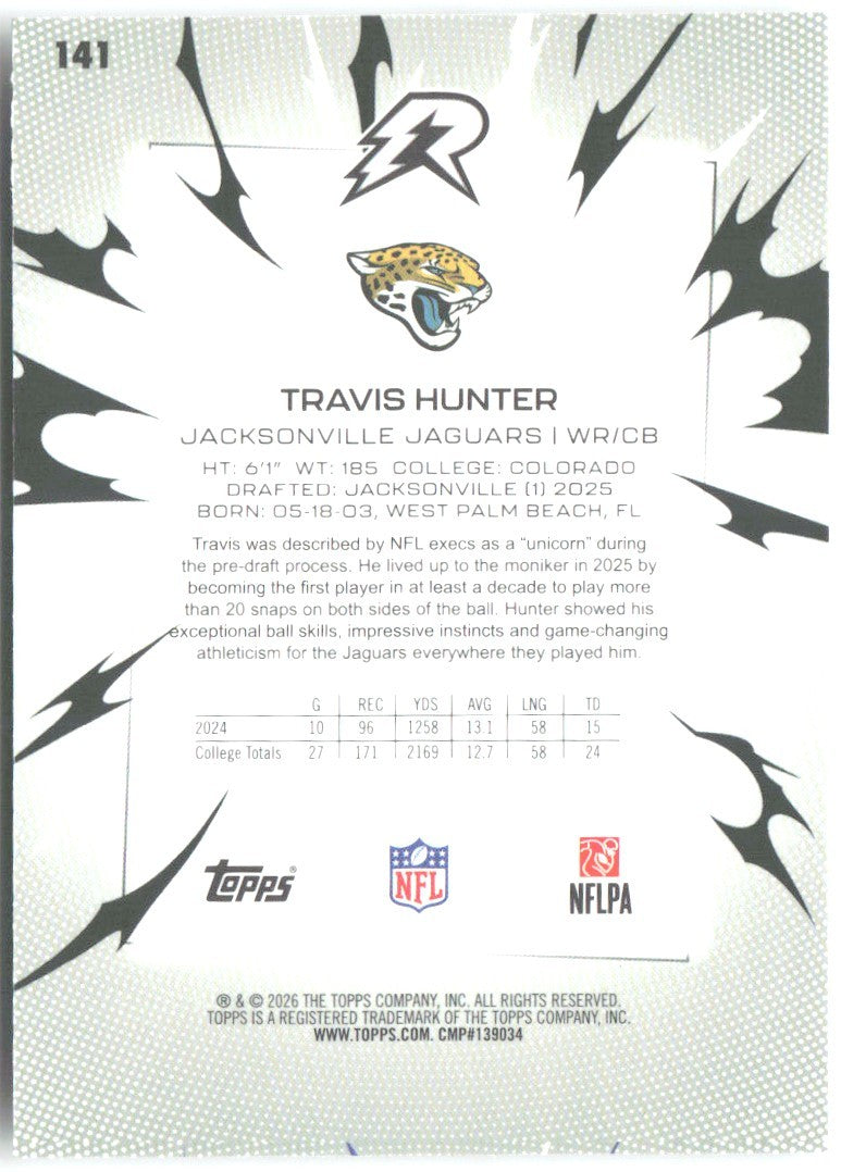 Travis Hunter Topps Resurgence 141 2025 Jacksonville Jaguars RC
