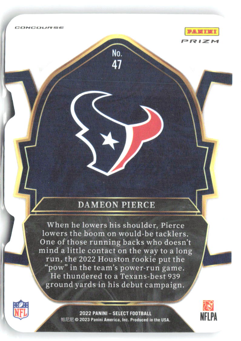 Dameon Pierce Panini Select - Red and Blue Prizm Die Cut 47 2022 Houston Texans