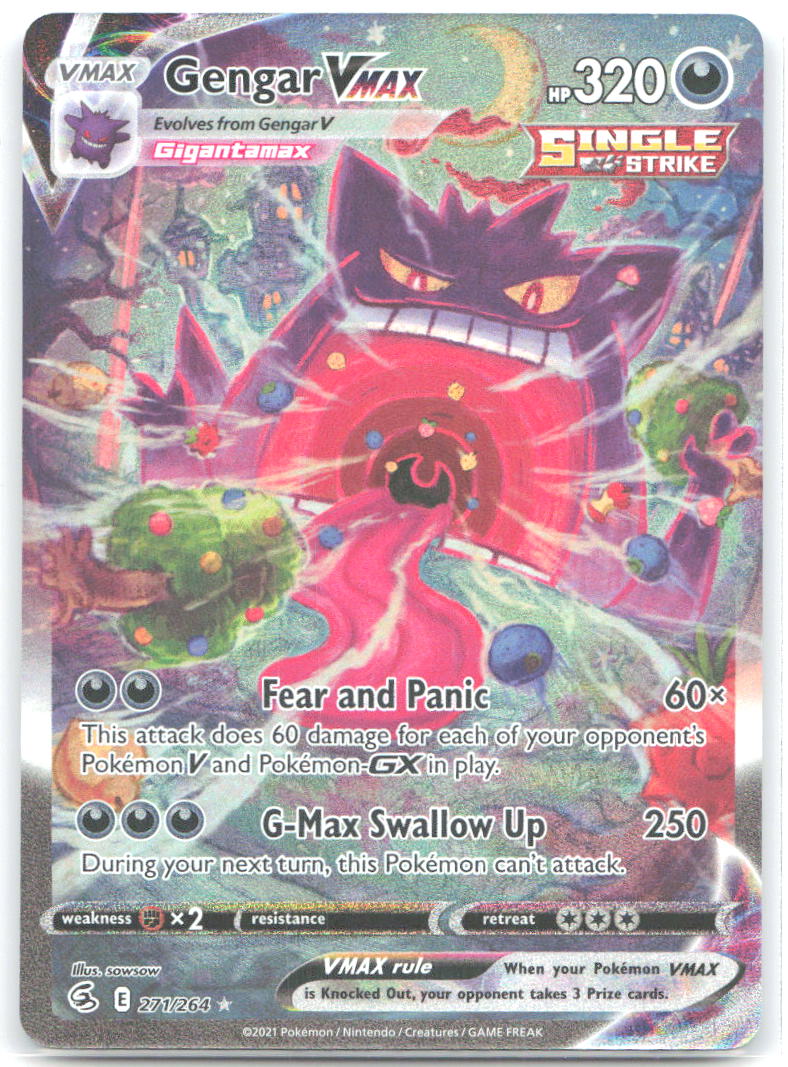 Gengar VMAX Alternate Art Secret Rare SWSH08: Fusion Strike 271/264 NM