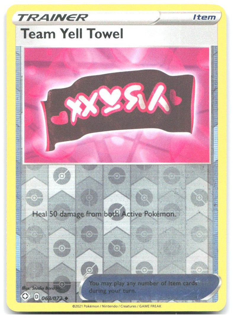 Team Yell Towel Reverse Holo Uncommon Shining Fates 063/072 NM Studio Bora Inc