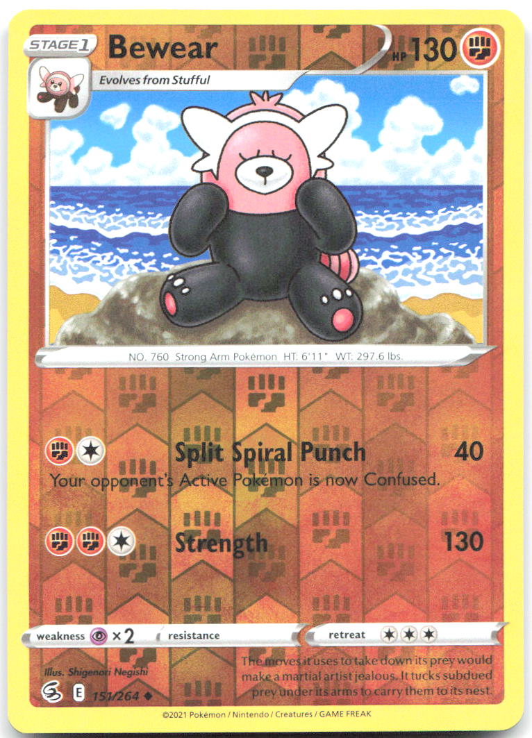 Bewear Reverse Holo Uncommon SWSH08 Fusion Strike 151/264 NM Shigenori Negishi