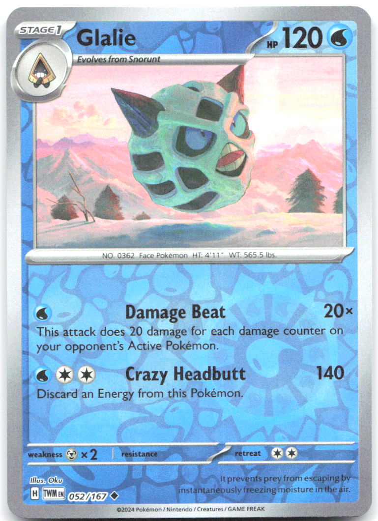 Glalie Reverse Holo Uncommon SV06 Twilight Masquerade 052/167 NM Oku
