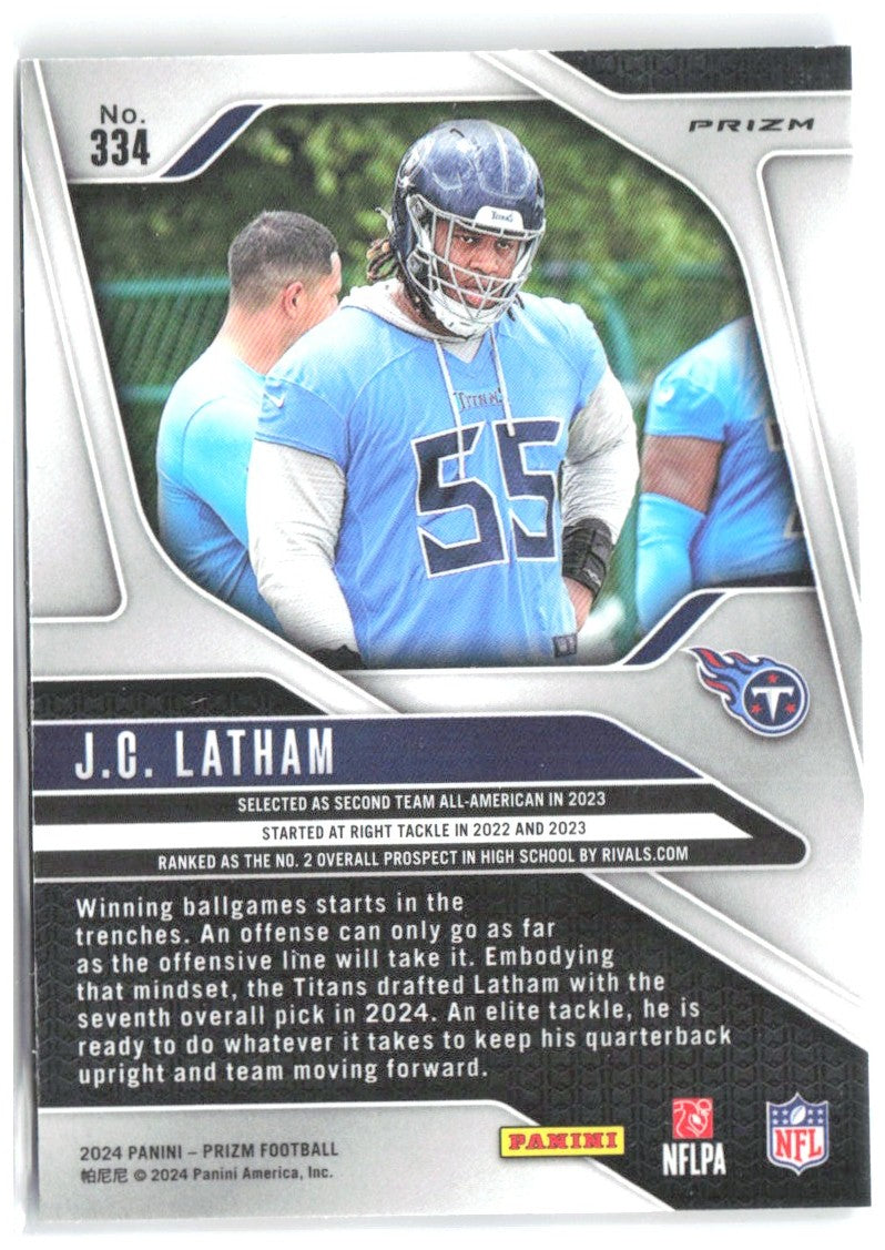 J.C. Latham Panini Prizm - Red White and Blue 334 2024 Tennessee Titans