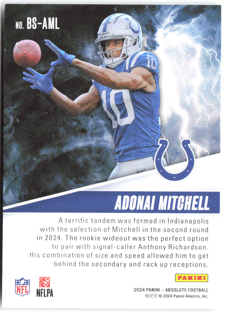 Adonai Mitchell Panini Absolute - By Storm BS-AML 2024 Indianapolis Colts