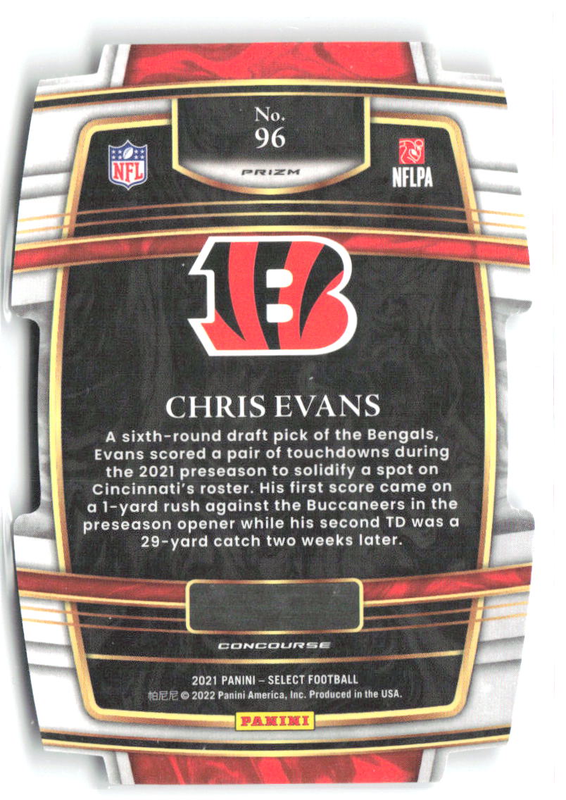 Chris Evans Select - Black and Gold Prizm Die Cut 96 2021 Cincinnati Bengals