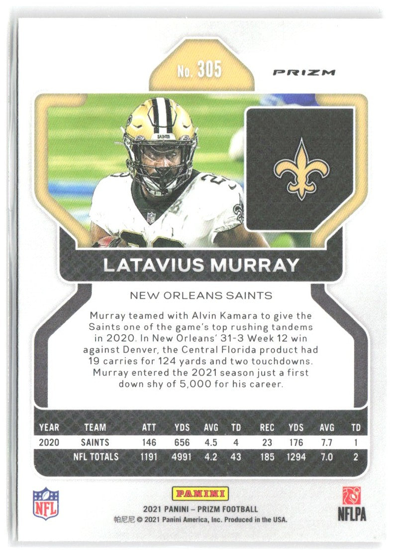 Latavius Murray Panini Prizm - Red Ice 305 2021 New Orleans Saints