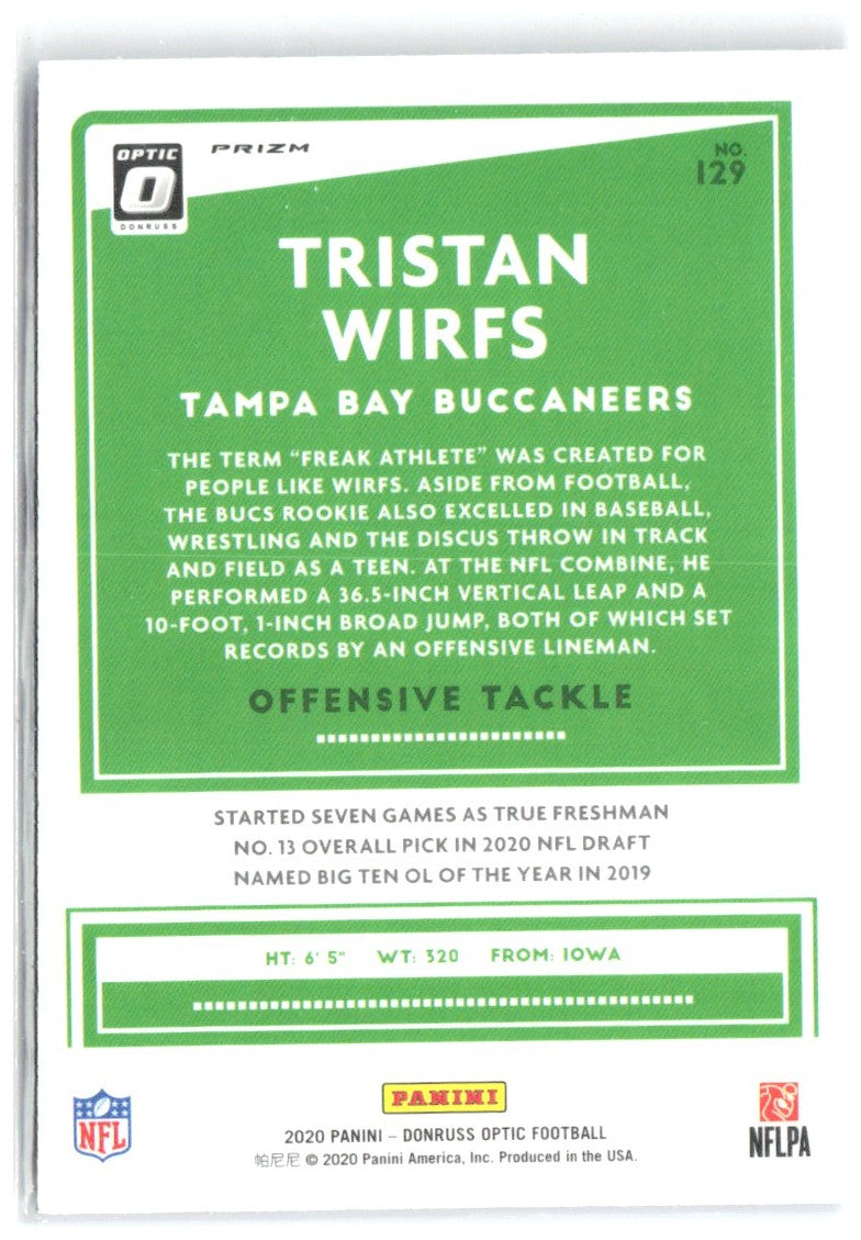 Tristan Wirfs Donruss Optic - Blue Hyper 129 2020 Tampa Bay Buccaneers
