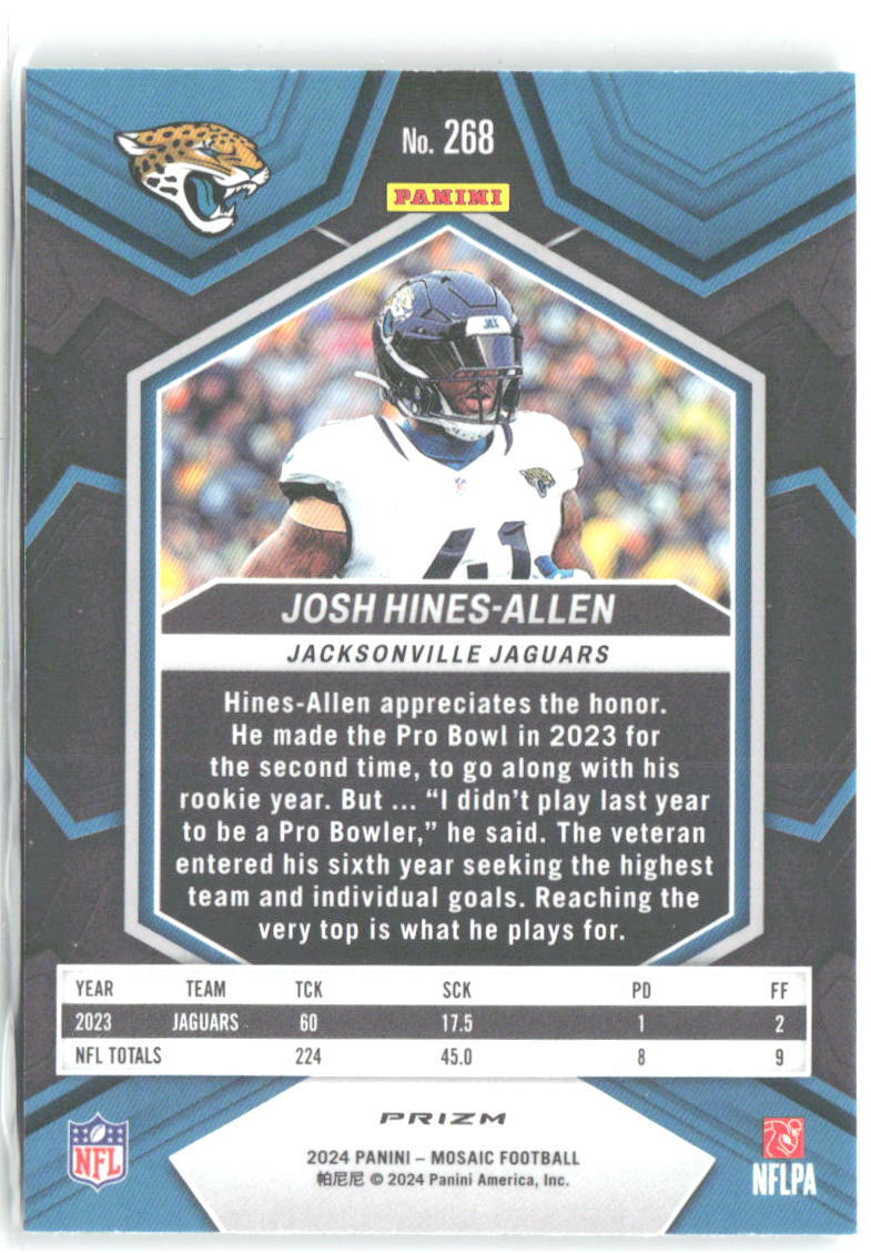 Josh Hines-Allen Panini Mosaic - Mosaic Green 268 2024 Jacksonville Jaguars