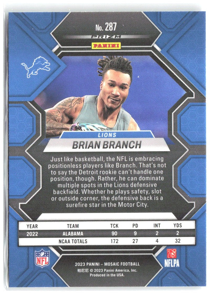 Brian Branch Panini Mosaic - Mosaic 287 2023 Detroit Lions