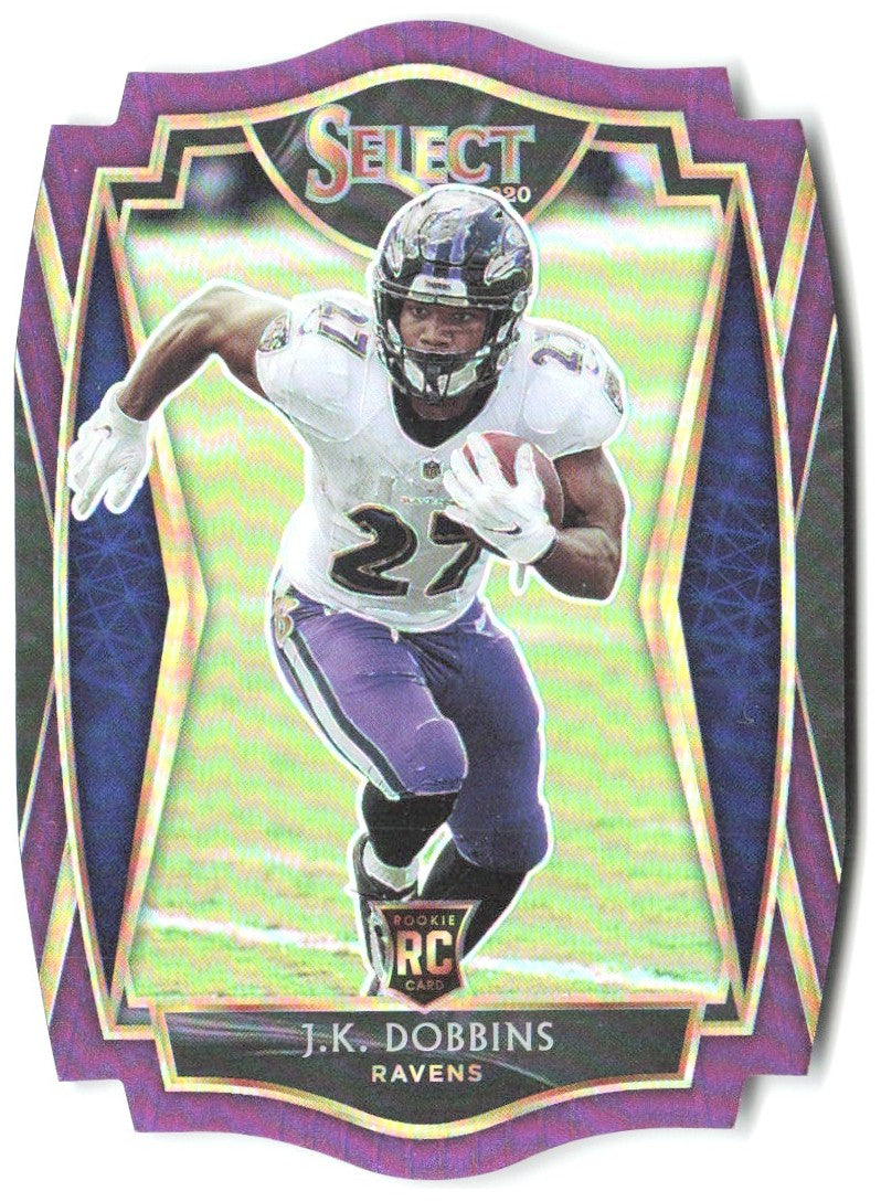 J.K. Dobbins Panini Select - Purple Prizm Die Cut 152 2020 Baltimore Ravens