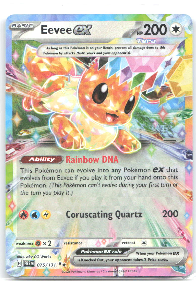 Eevee ex Holo Double Rare SV: Prismatic Evolutions 075/131 NM aky CG Works
