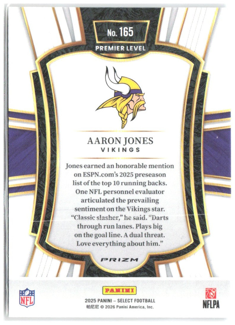 Aaron Jones Panini Select Black and Gold Prizm Shock 165 2025 Minnesota Vikings