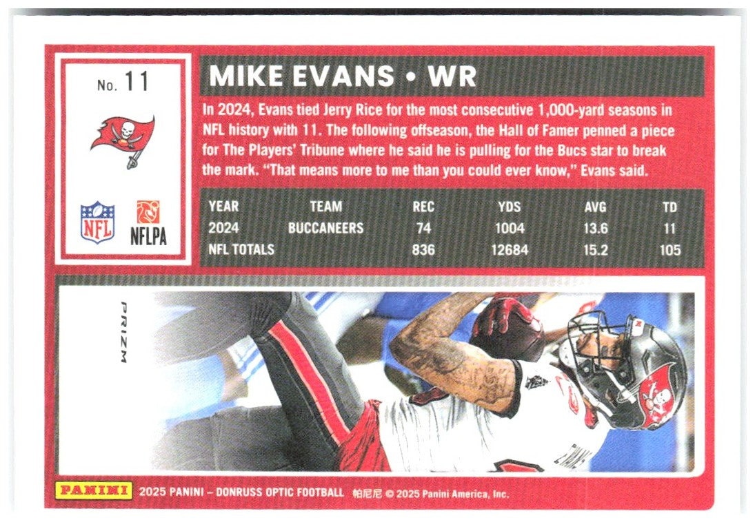 Mike Evans Donruss Optic - Holo 11 2025 Tampa Bay Buccaneers