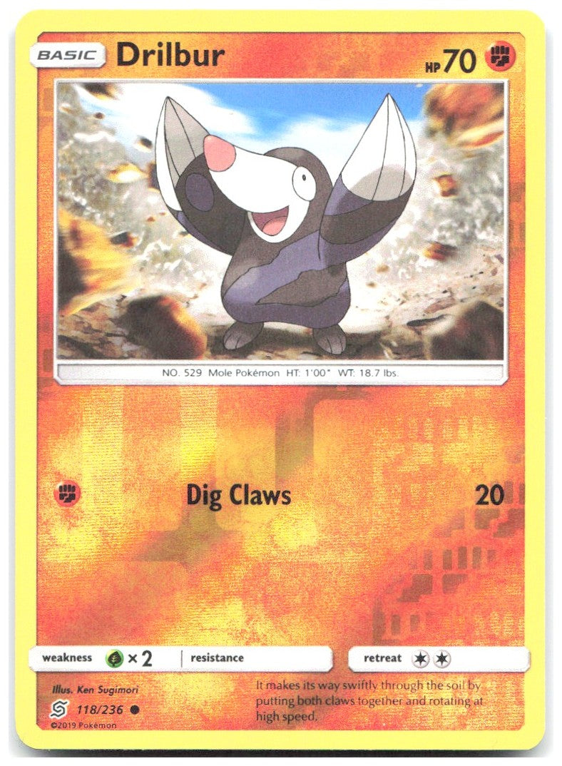 Drilbur Reverse Holo Common SM Unified Minds 118/236 NM Ken Sugimori