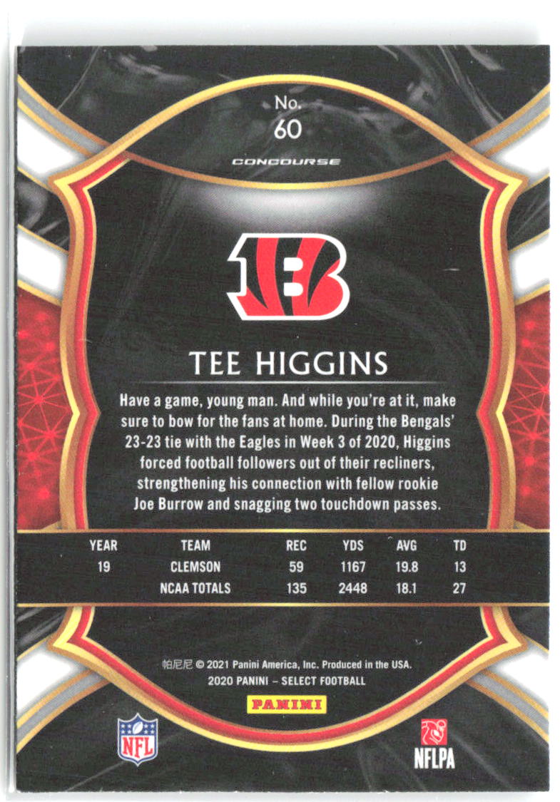 Tee Higgins Panini Select 60 2020 Cincinnati Bengals RC