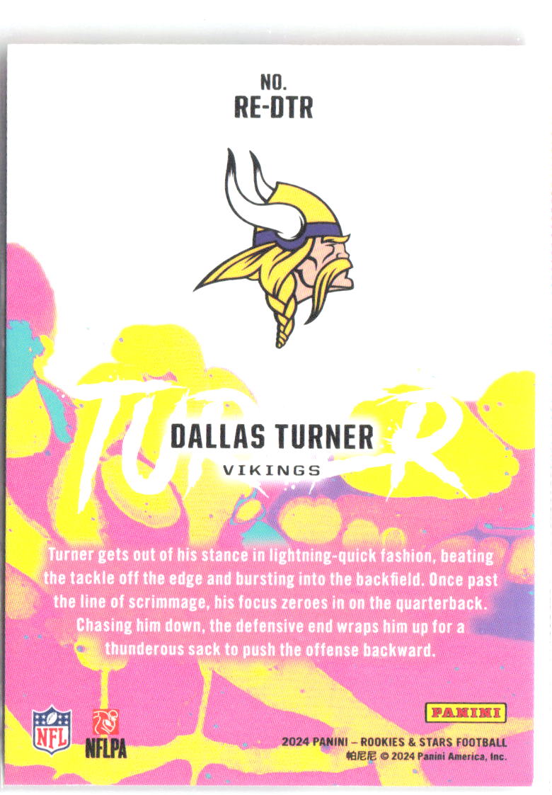 Dallas Turner Rookies & Stars - Rookie Exclusive RE-DTR 2024 Minnesota Vikings