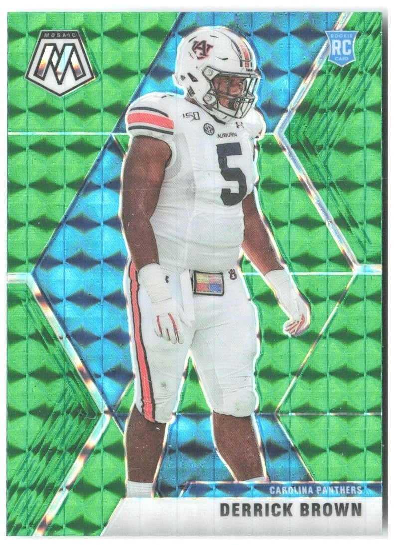 Derrick Brown Panini Mosaic - Prizm Green 244 2020 Carolina Panthers