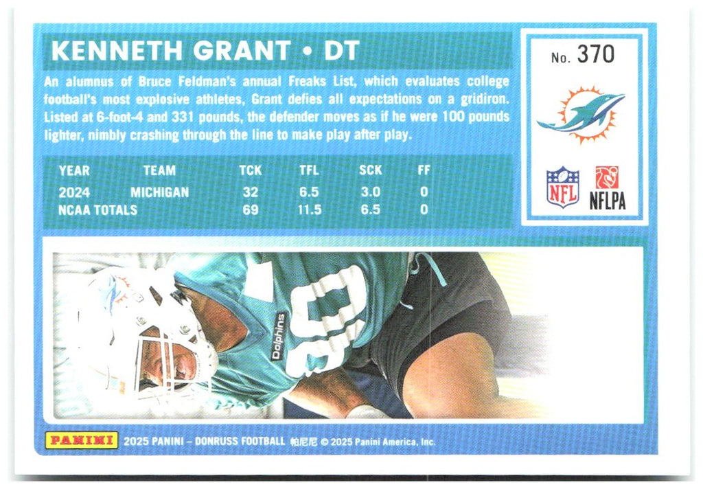 Kenneth Grant Donruss - Press Proofs Green 370 2025 Miami Dolphins